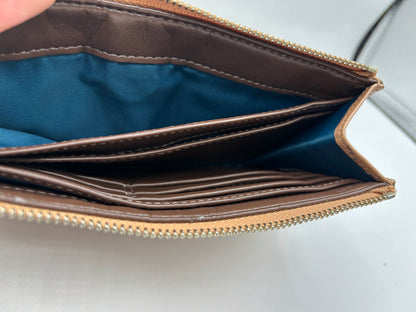 Vintage Coach Champagne Leather Metallic Wristlet Wallet 