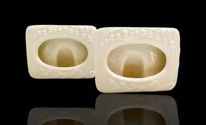 Rare Set of Mikasa Ceramic Picture Frames – Vintage Embossed Bridal Lily KT290 Porcelain Cream Frame Set 