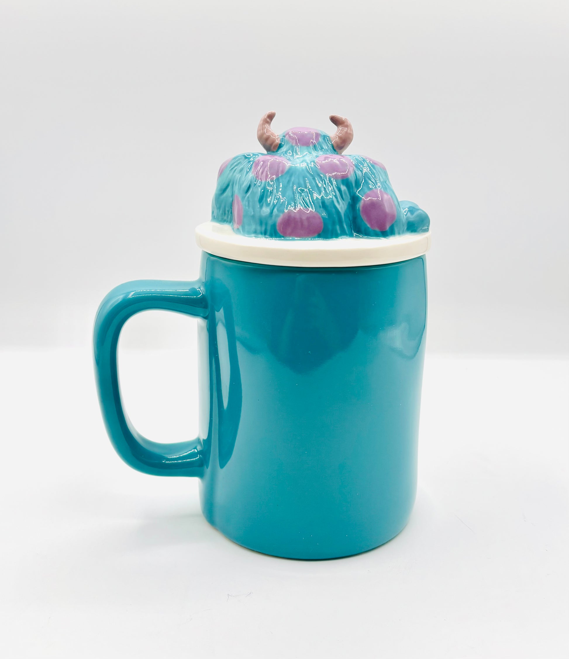 RAE DUNN Disney Pixar Monsters Inc “SULLEY” Ceramic Mug with 3D Topper Lid 