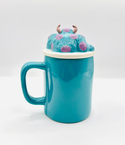 RAE DUNN Disney Pixar Monsters Inc “SULLEY” Ceramic Mug with 3D Topper Lid 
