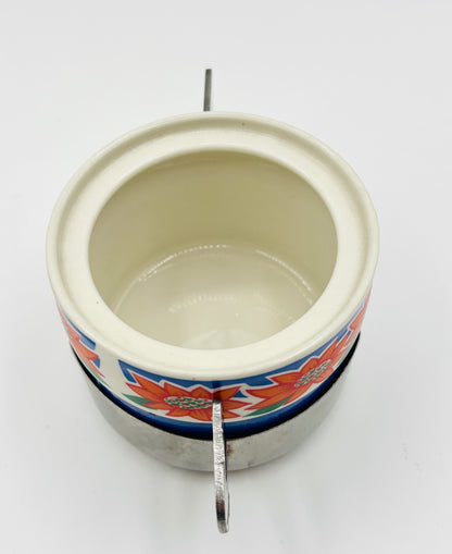 Vintage Weidmann Porcelain & Stainless Steel Sugar Bowl 