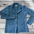 COCOGIO Vintage Made in Italy Women’s Knit Blue Cardigan Blazer Sweater 