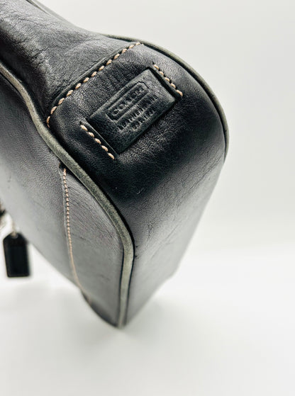 Vintage Coach Black Leather Hampton Demi Pouch Shoulder Bag 