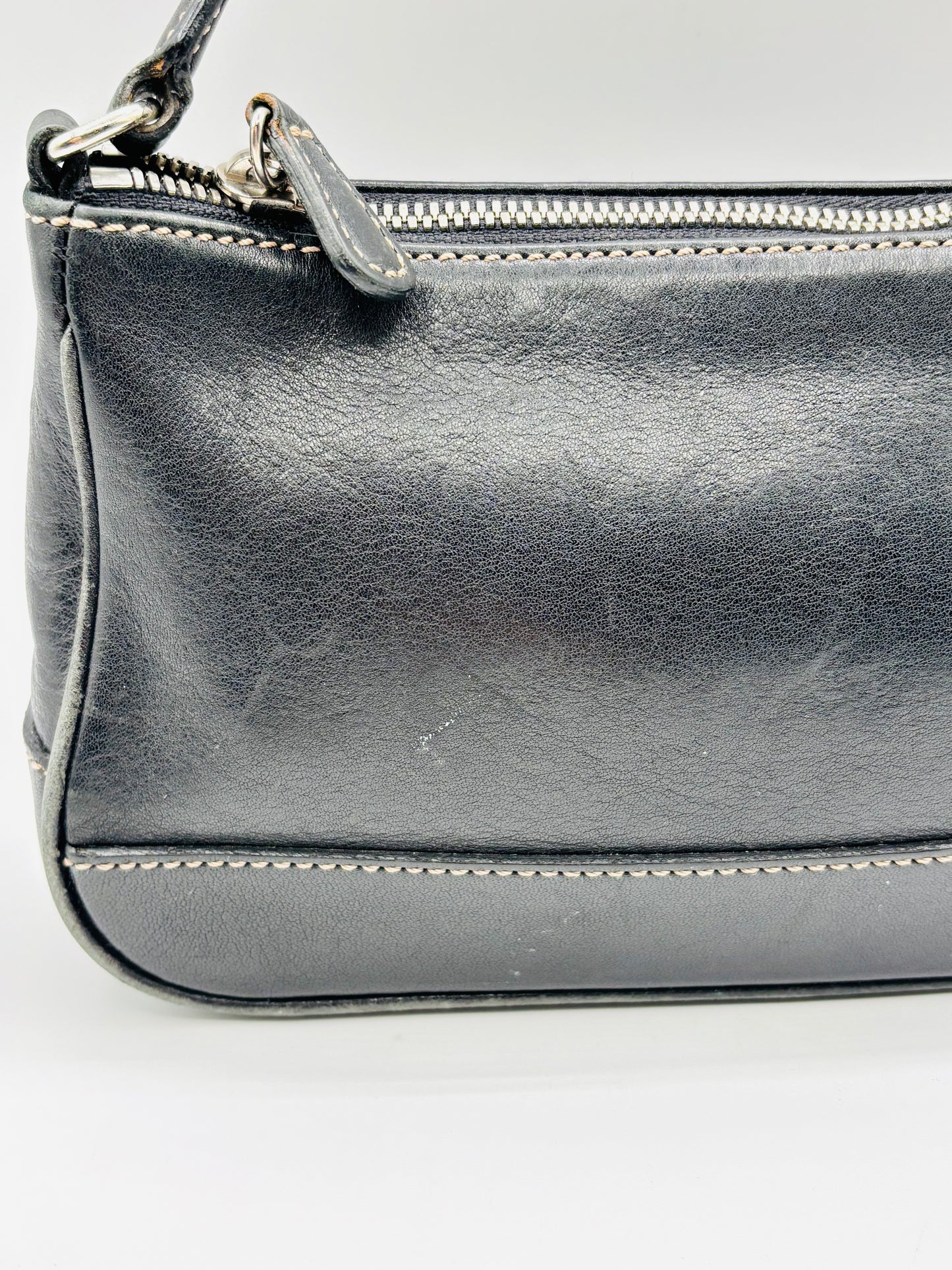 Vintage Coach Black Leather Hampton Demi Pouch Shoulder Bag 