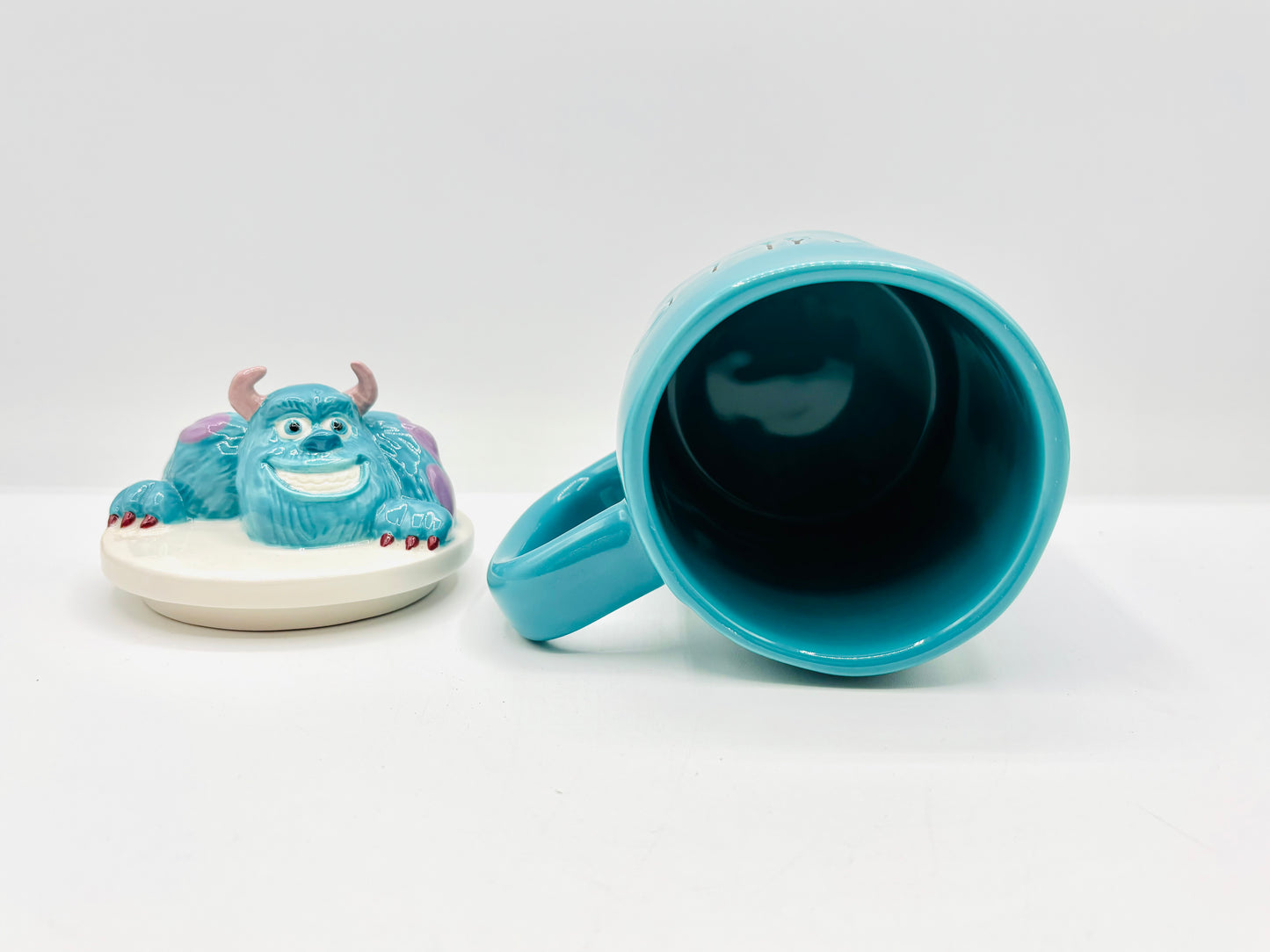 RAE DUNN Disney Pixar Monsters Inc “SULLEY” Ceramic Mug with 3D Topper Lid 