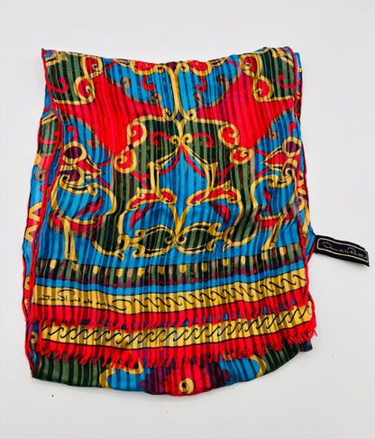 Vintage Oscar de la Renta Scarf – Stained Glass Design – Elegant Designer Accessory 