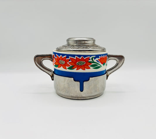Vintage Weidmann Porcelain & Stainless Steel Sugar Bowl 