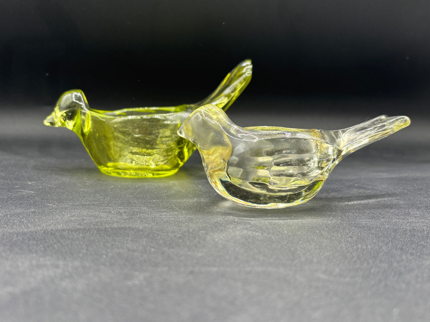 Indiana Glass Bird Votive Candle Holder Green set