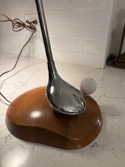 Mid Century Rare Golf Wood and Chrome Lamp 