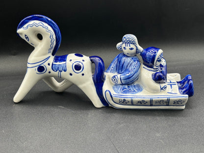 Vintage 1970s GZHEL Russian Hand-Painted Porcelain Figurine — “Siberia”