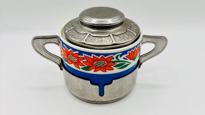 Vintage Weidmann Porcelain & Stainless Steel Sugar Bowl 
