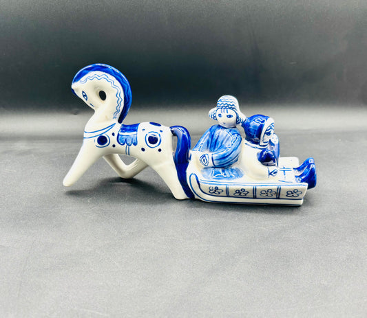 Vintage 1970s GZHEL Russian Hand-Painted Porcelain Figurine — “Siberia”