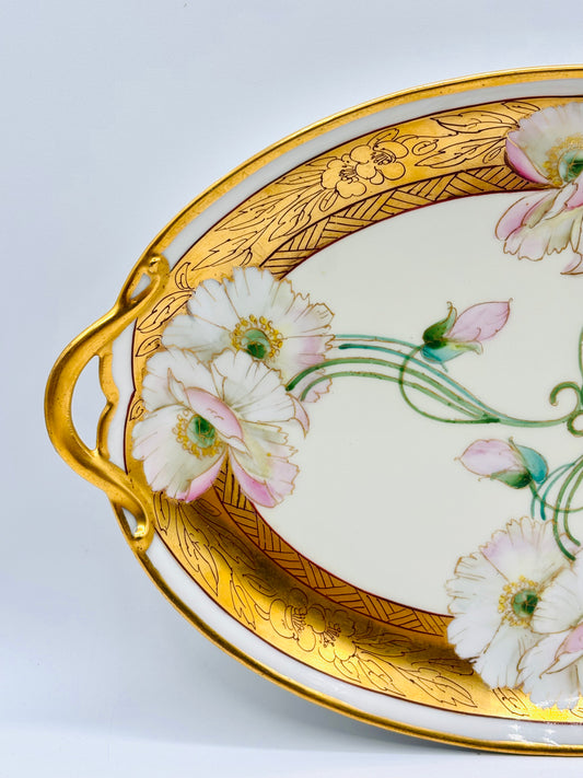 Vintage SOA Limoges Tray White Floral Platter 