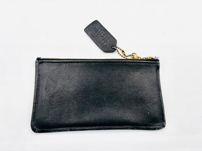 Coach Black Leather Skinny Vintage Pouch with Zipper 