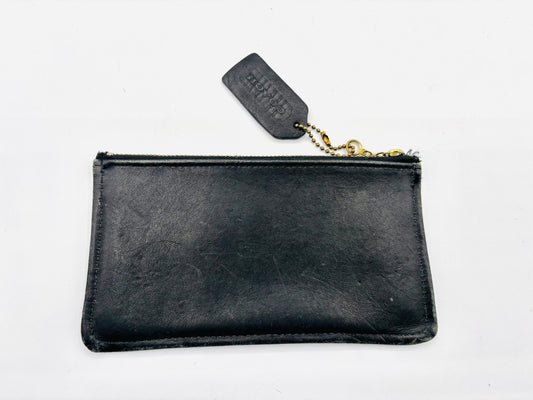 Coach Black Leather Skinny Vintage Pouch with Zipper