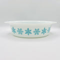 Vintage Pyrex Blue Snowflake White Casserole Dish 