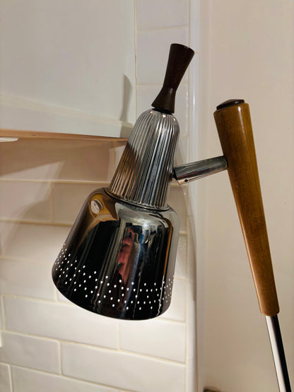 Mid Century Rare Golf Wood and Chrome Lamp 