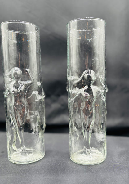 Rare Mid Century Modern Libbey “La Femme” Nude Highball Glasses 