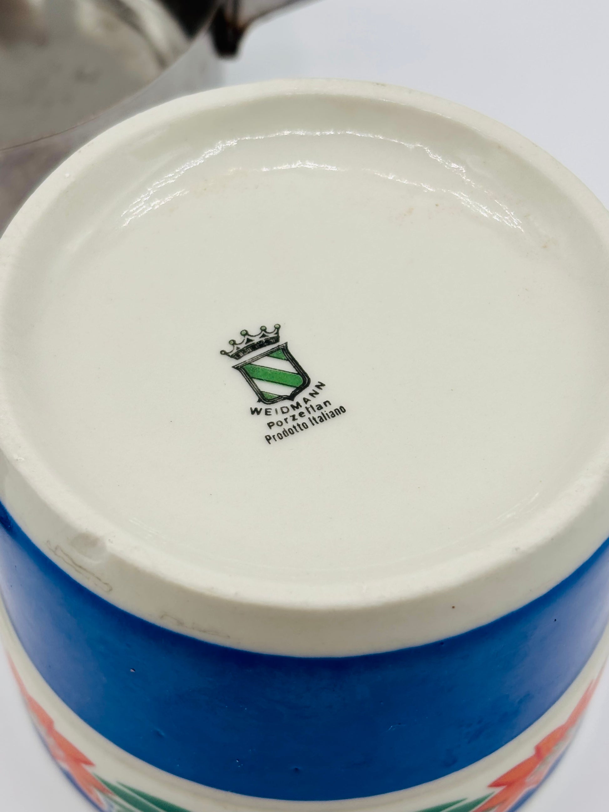 Vintage Weidmann Porcelain & Stainless Steel Sugar Bowl 