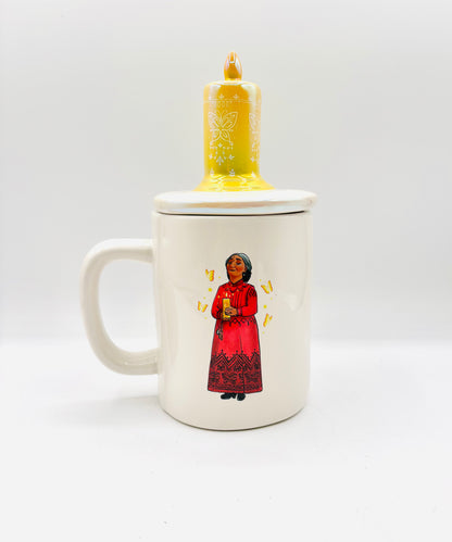 Rae Dunn Disney Encanto "ABUELA" Iridescent Mug with Candle Topper 