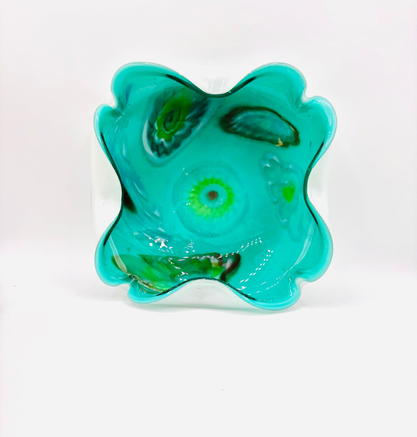 Vintage Murano Green and White Candy Dish/Bowl 