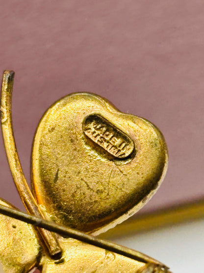 Vintage Connemara Marble Shamrock Clover Brooch 