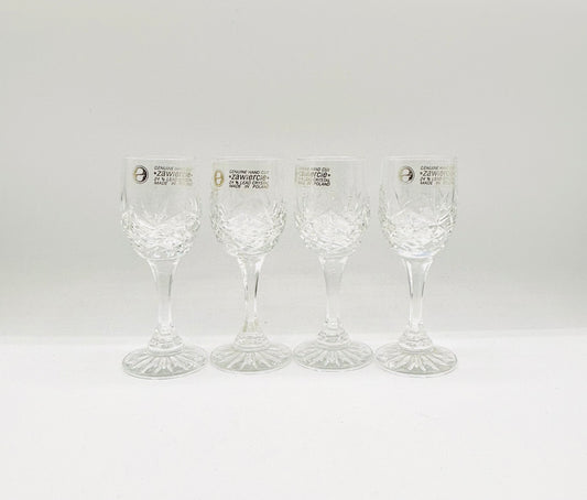 Set of 4 Vintage Zawiercie MONICA Crystal Wine Glasses 