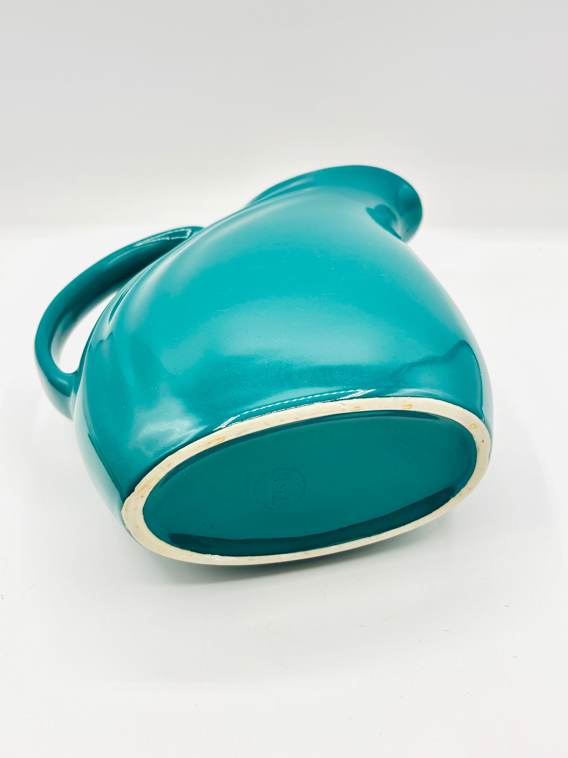 Mid-Century Hull USA Pottery Teal Blue Water Pitcher 