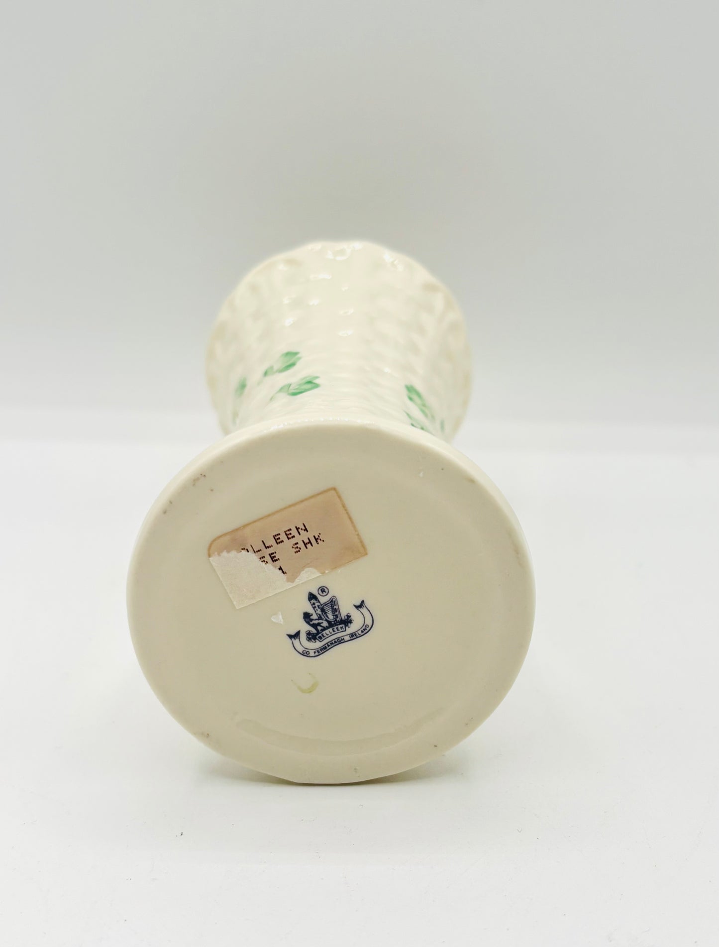 Vintage Belleek Irish Pottery Shamrock Vase 
