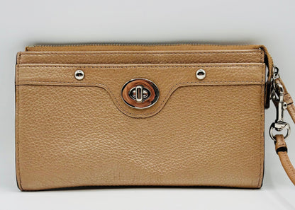 Vintage Coach Champagne Leather Metallic Wristlet Wallet 