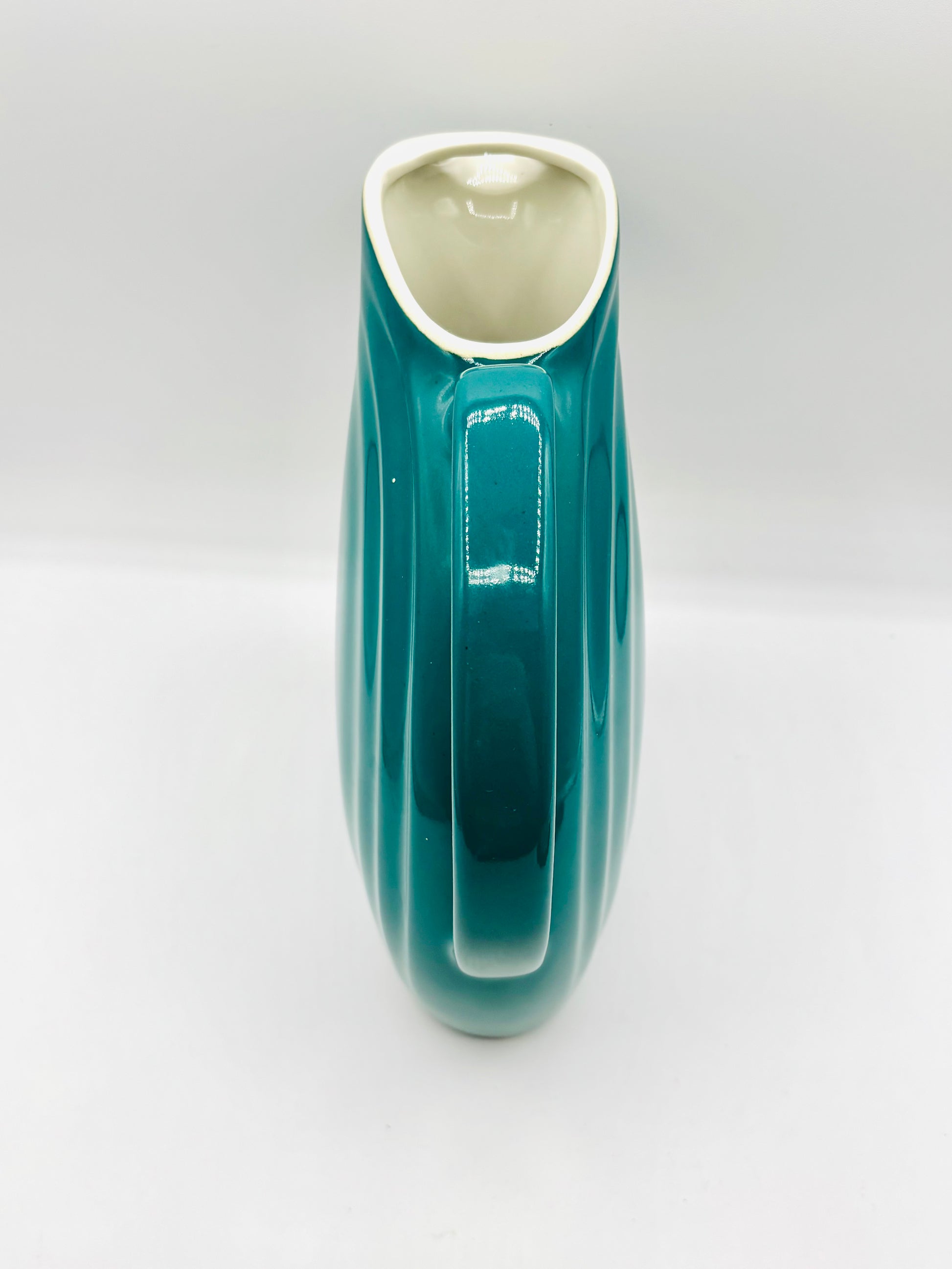 Mid-Century Hull USA Pottery Teal Blue Water Pitcher 