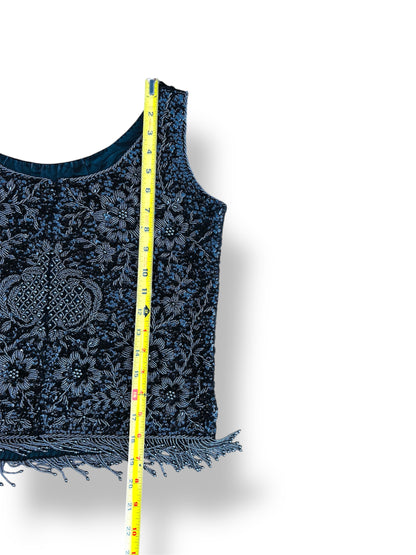 Vintage Sammy Wong Black Beaded Sleeveless Top 