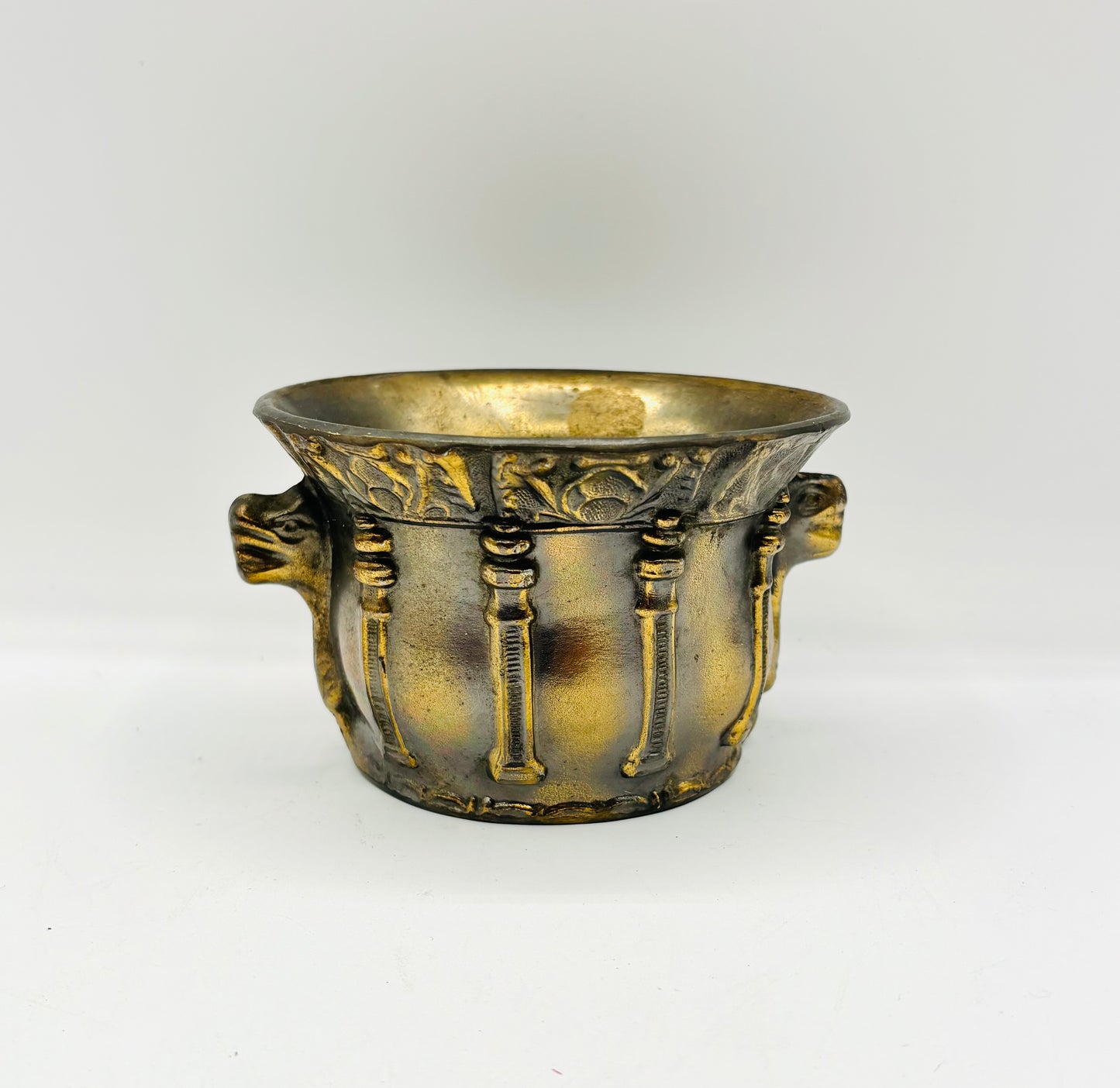 Mortar and Pestle Heavy Serpent Snake Column Detail Cast Brass 