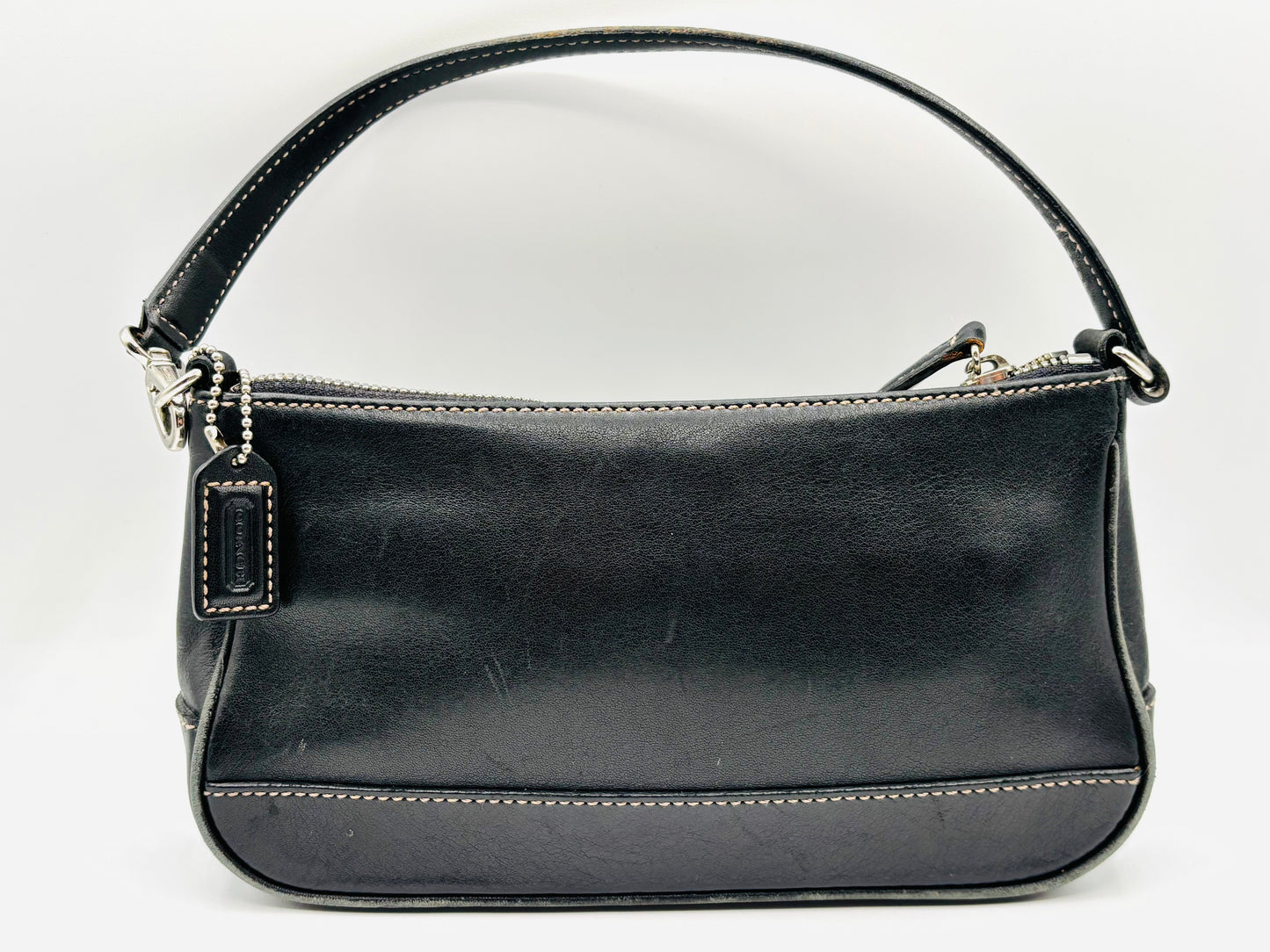Vintage Coach Black Leather Hampton Demi Pouch Shoulder Bag 