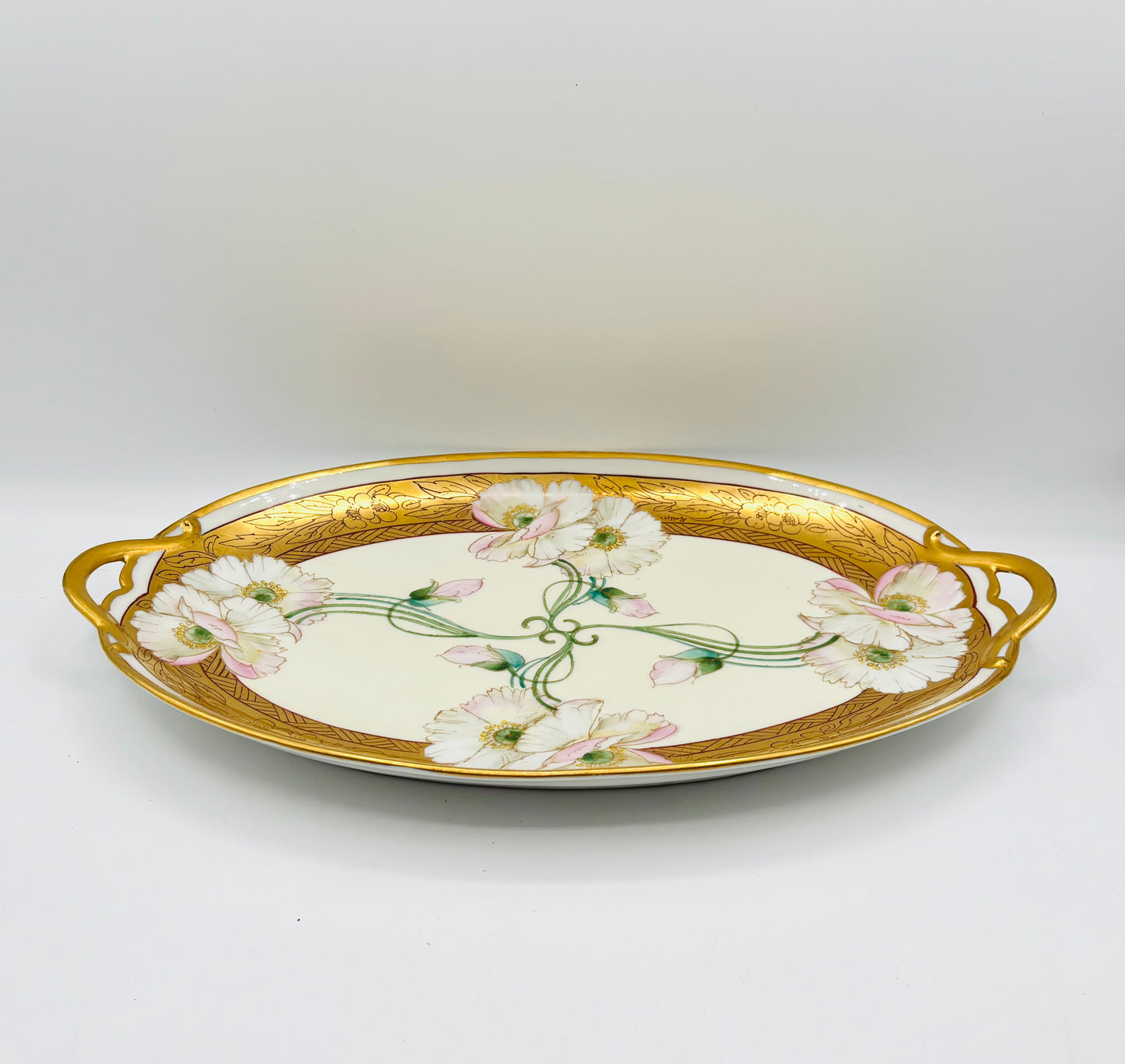 Vintage SOA Limoges Tray White Floral Platter 