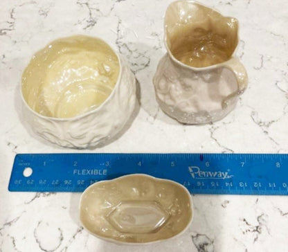 Set of 3 Antique Fine Porcelain Serving Pieces by Belleek (circa 1920s-1940s) 