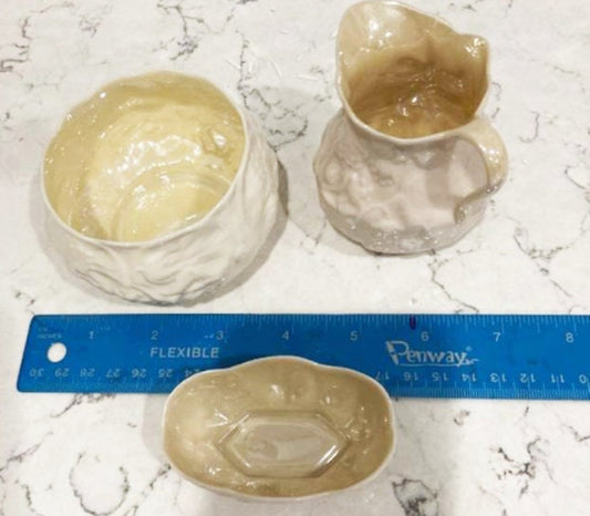 Set of 3 Antique Fine Porcelain Serving Pieces by Belleek (circa 1920s-1940s) 