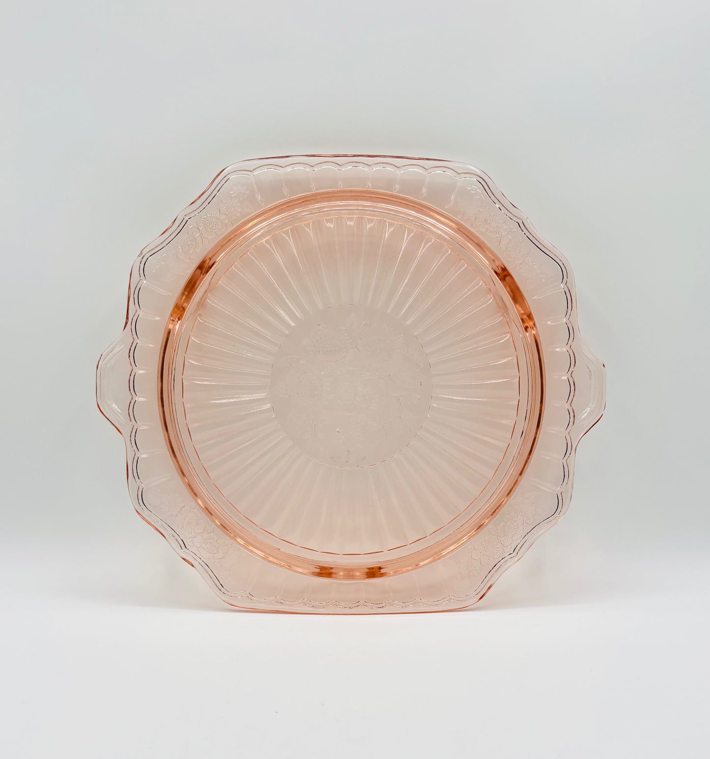 Vintage Anchor Hocking Pink Glass Mayfair Footed Cake Platter (circa 1930s) 
