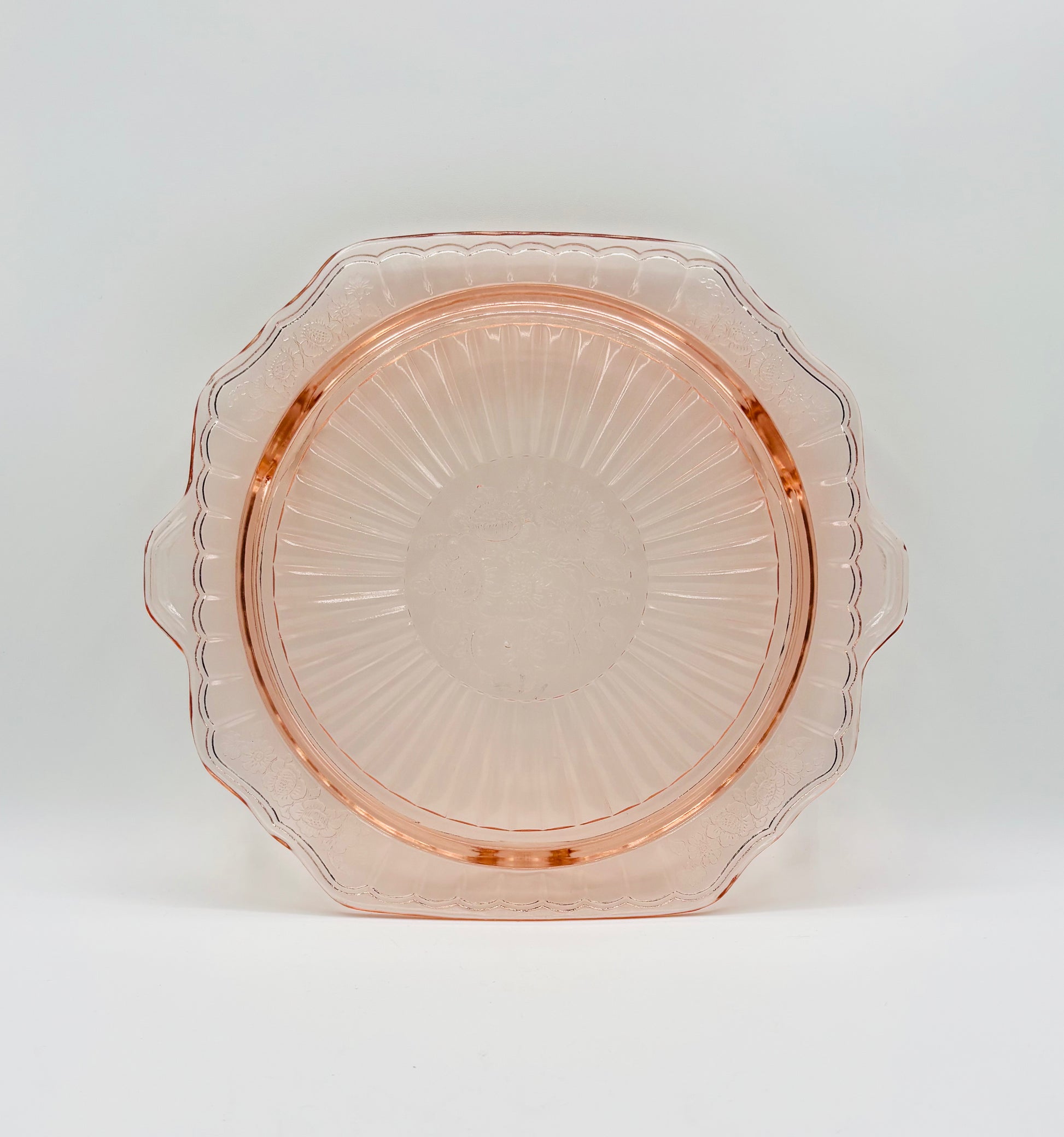 Vintage Anchor Hocking Pink Glass Mayfair Footed Cake Platter (circa 1930s) 