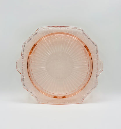 Vintage Anchor Hocking Pink Glass Mayfair Footed Cake Platter (circa 1930s) 