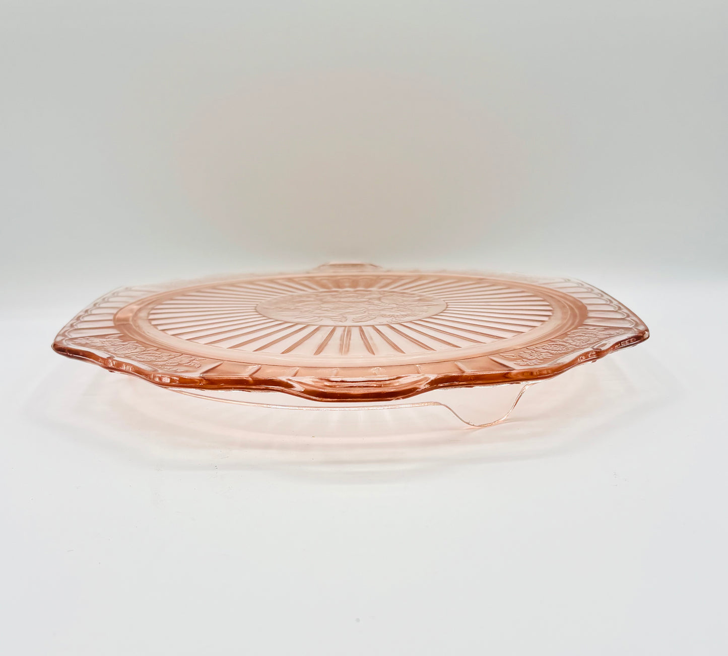 Vintage Anchor Hocking Pink Glass Mayfair Footed Cake Platter (circa 1930s) 