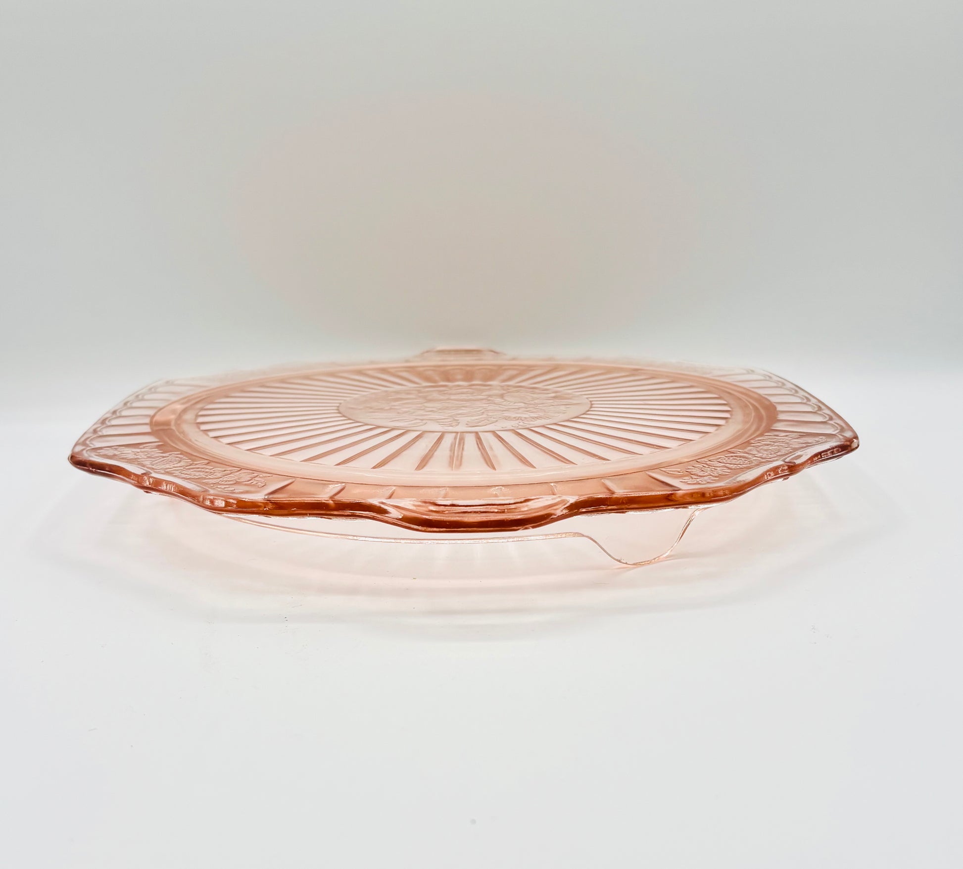 Vintage Anchor Hocking Pink Glass Mayfair Footed Cake Platter (circa 1930s) 