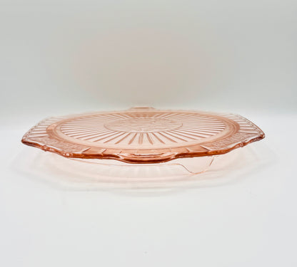 Vintage Anchor Hocking Pink Glass Mayfair Footed Cake Platter (circa 1930s) 