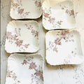 Set of 5 Antique Karlsbad Austrian Floral Porcelain Square Plates (Circa 1960s) 
