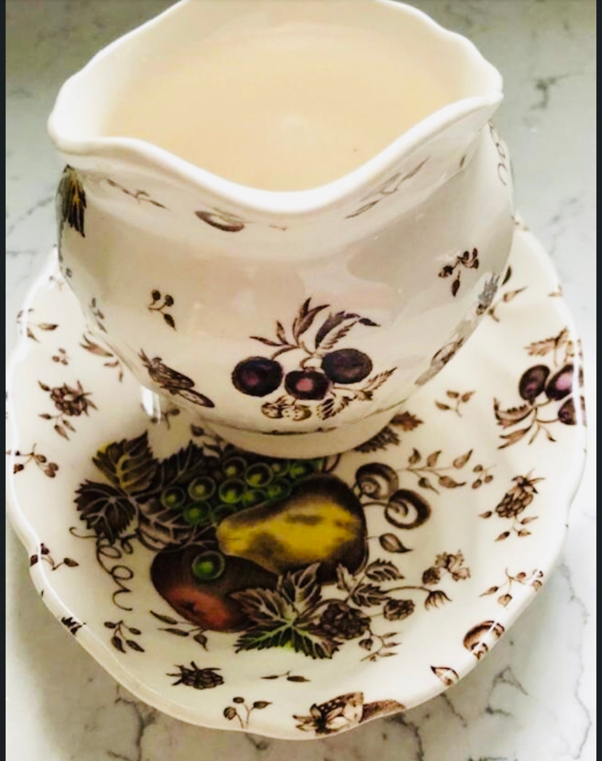 2 Piece Vintage Johnson Brothers Autumn Delight Creamer Pitcher and Plate 