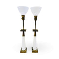Tommi Parzinger Stiffel Brass and Porcelain Shade White Tall Floor/Table Lamp_pick up only 