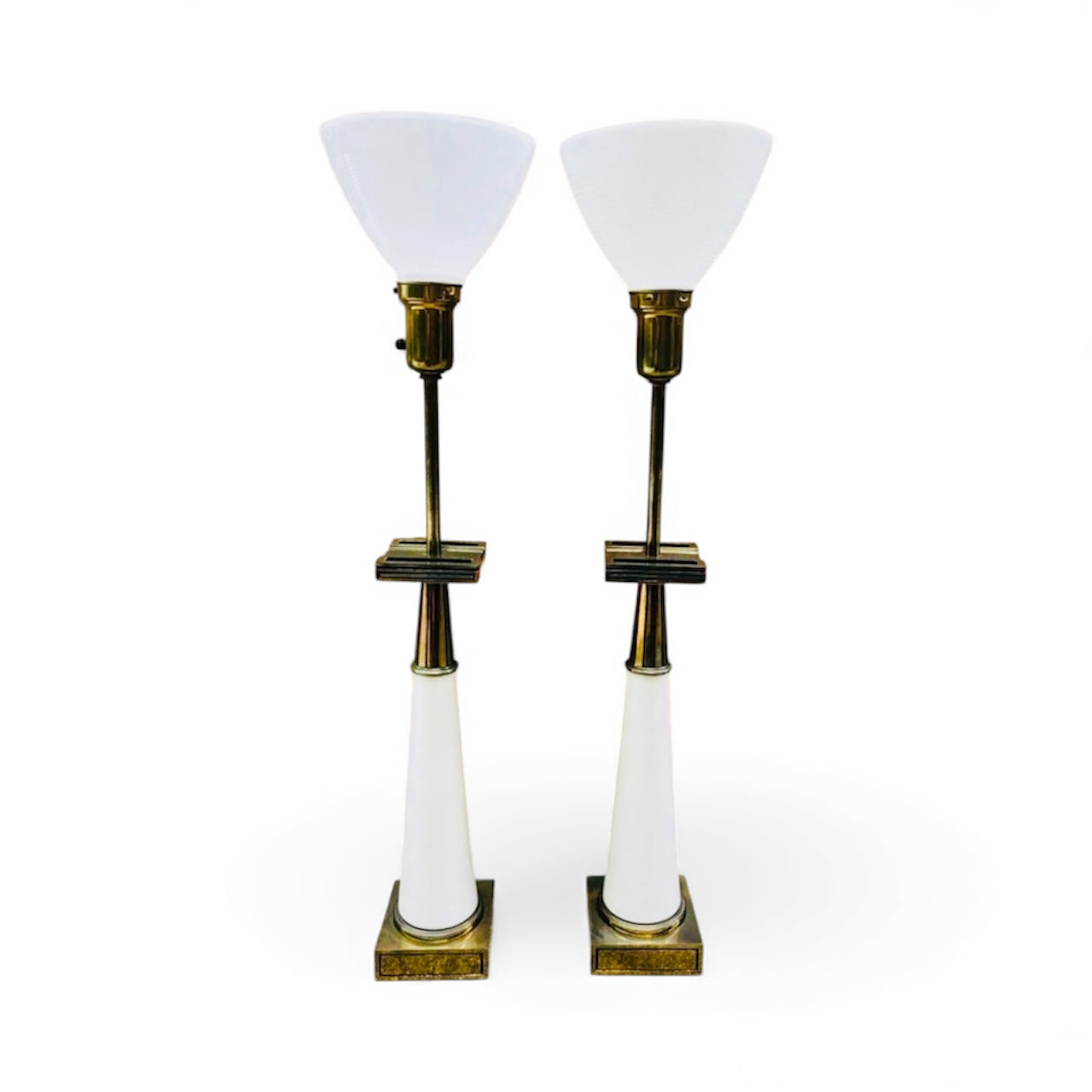 Tommi Parzinger Stiffel Brass and Porcelain Shade White Tall Floor/Table Lamp_pick up only 