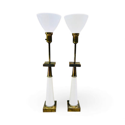Tommi Parzinger Stiffel Brass and Porcelain Shade White Tall Floor/Table Lamp_pick up only 