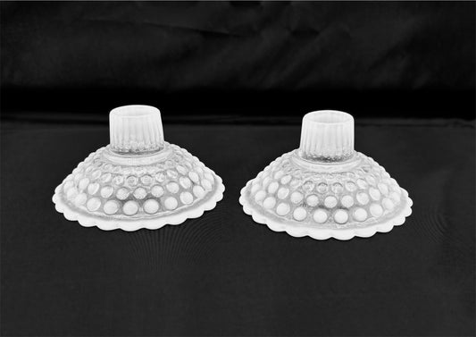 Moonstone Opalescent Hobnail Candlestick Holders (Set of 2) 