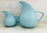 One Pair of Mid Century Hull USA Pottery Aqua Blue Water Pitcher 